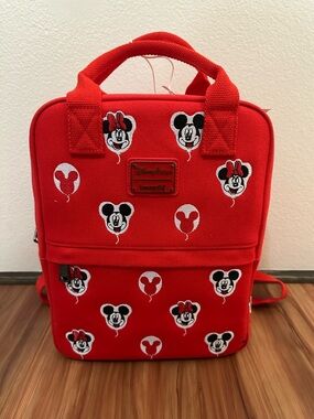 NWT Loungefly Disney Parks Minnie & Mickey Mouse Balloon Embroidered Backpack